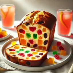 CANDIEDFRUITLOAFCAKE TLM Blog Miếng bánh Candied Fruit Loaf với trái cây khô nhiều màu sắc